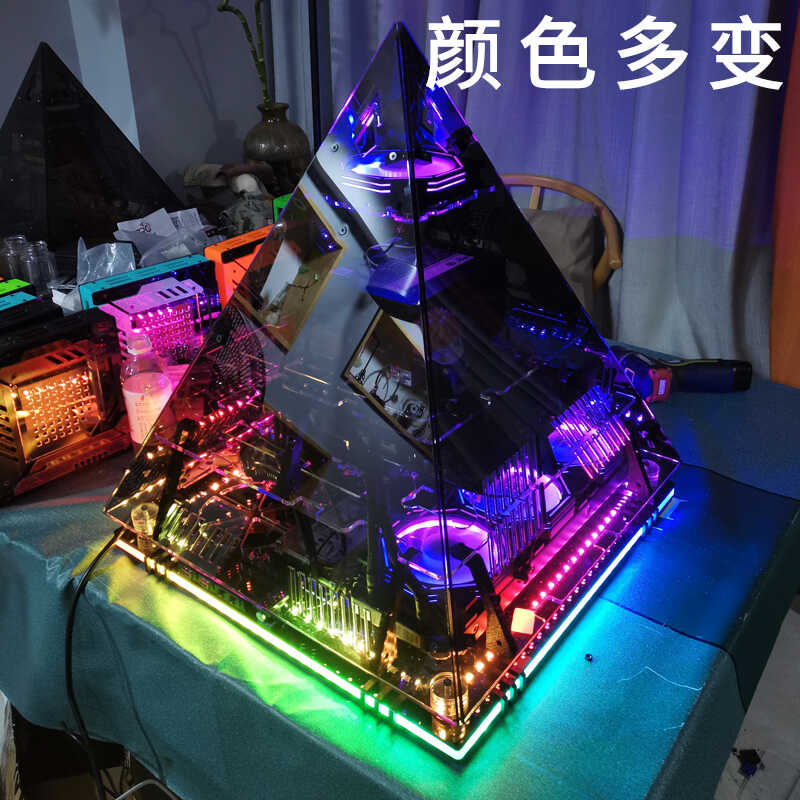 Retro Gaming Pc Case - เคสคอมพิวเตอร์ทรงพีระมิดคริสตัลสีดำ รุ่น Class B อะคริลิก DIY
