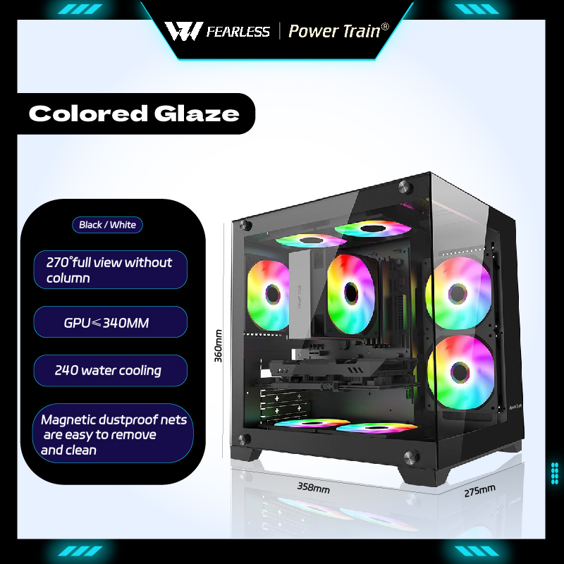 Retro Gaming Pc Case - เคสคอมพิวเตอร์สำหรับเล่นเกม Power Train Colored Glaze MATX