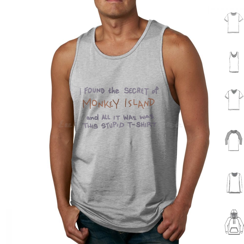 Retro Gaming Island - ฉันค้นพบความลับของเสื้อกล้ามลาย Monkey Island ผ้าฝ้ายพิมพ์ลาย เกม นักเล่นเกม