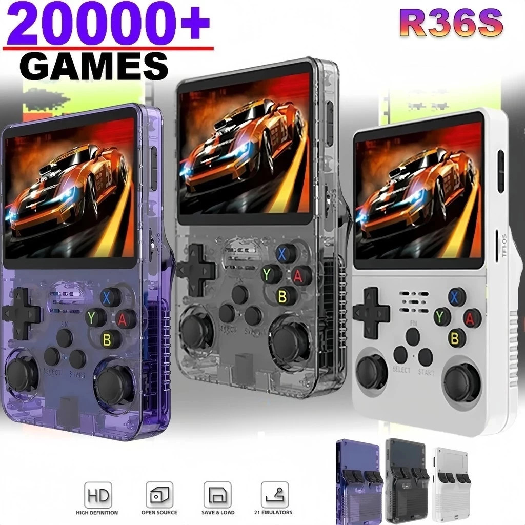 Retro Gaming Xbox One - เครื่องเล่นเกมพกพา Mini R36S ระบบ Linux พร้อมจอยเกมแบบพกพา