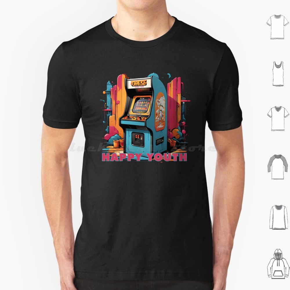 Retro Gaming Gamestop - เสื้อยืด Happy Youth-Arcade สำหรับผู้ชาย ผู้หญิง เด็ก