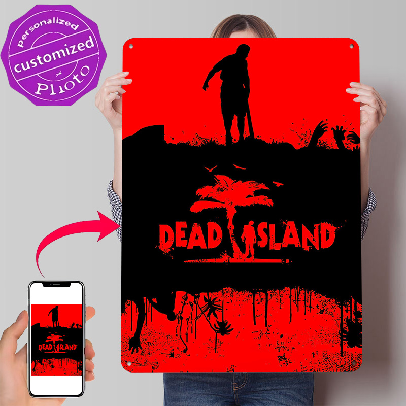 Retro Gaming Island - โปสเตอร์โลหะลายสามมิติแบบกำหนดเองสำหรับเกมเดดไอแลนด์ ป้ายโลหะตกแต่งผนังสไตล์วินเทจเรโทร สำหรับตกแต่งห้องเกม
