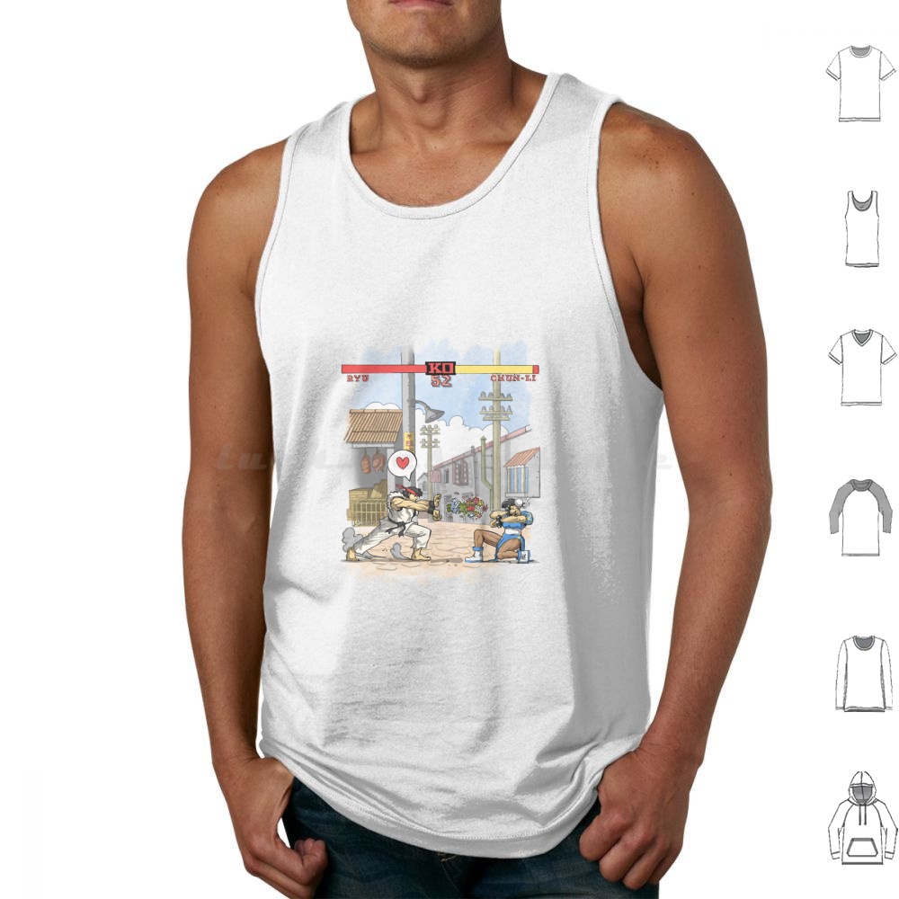 Retro Gaming Gamestop - เสื้อกล้ามลายพิมพ์ Street Lovers ผ้าฝ้าย Ryu Ken