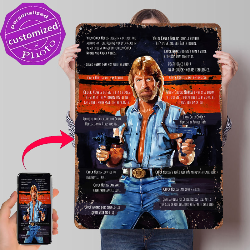 Retro Gaming Meme - โปสเตอร์โลหะลายชัค นอร์ริส งานศิลปะตกแต่งผนังแบบกำหนดเอง สไตล์เรโทร วินเทจ ป้ายโลหะสำหรับตกแต่งห้องแมนเคฟ