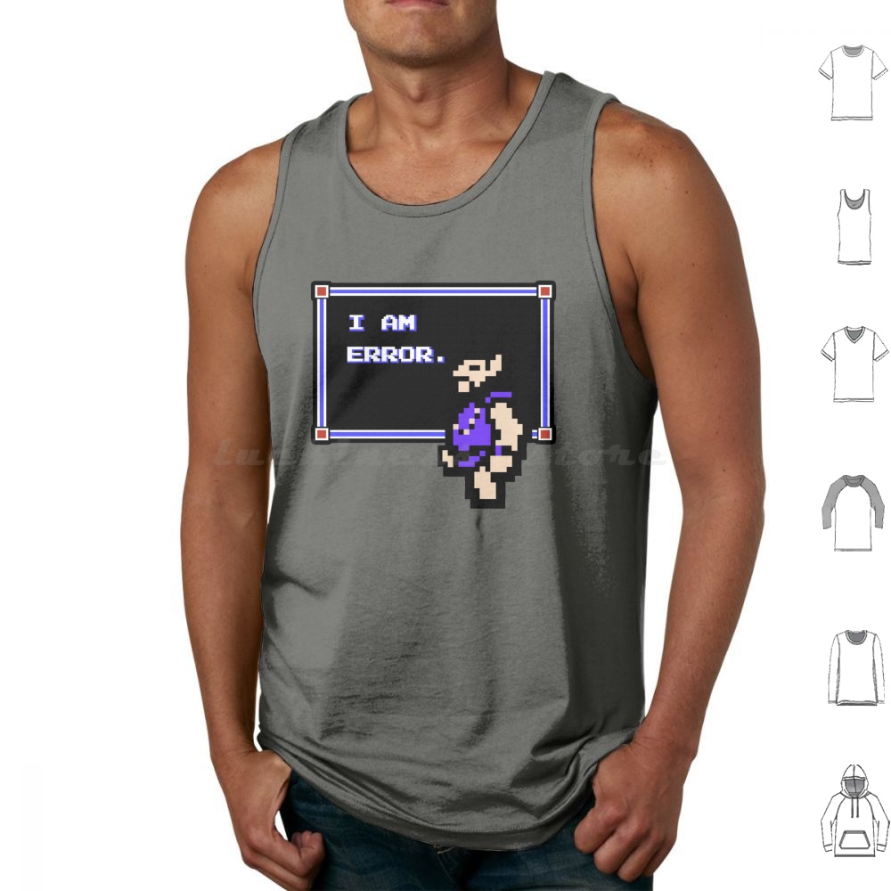 Retro Gaming Meme - เสื้อกล้ามพิมพ์ลาย I Am Error ผ้าฝ้ายสไตล์เรโทร เกม