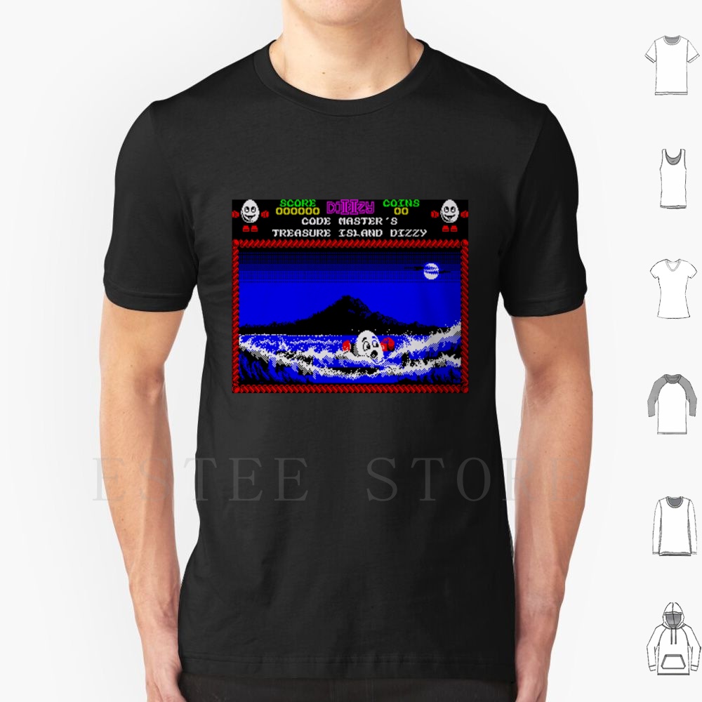 Retro Gaming Island - เสื้อยืดลาย Treasure Island Dizzy Motif สำหรับผู้ชาย