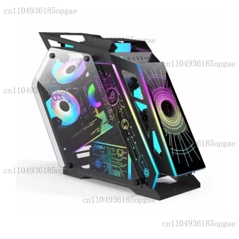Retro Gaming Pc Case - เคสคอมพิวเตอร์เกมมิ่งระดับไฮเอนด์ พร้อมแผงไฟ LED และพัดลมในตัว เคสคอมพิวเตอร์ขนาดใหญ่เพื่อการระบายความร้อนที่ดีที่สุด เหมาะสำหรับการประกอบคอมพิวเตอร์