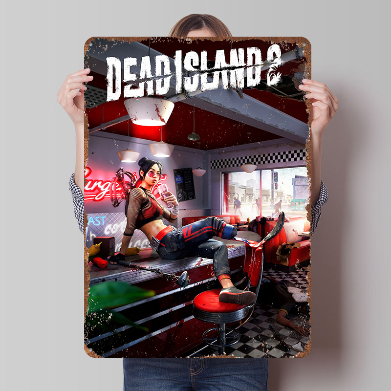 Retro Gaming Island - โปสเตอร์พิมพ์ลายเกม Dead Island 2 งานศิลปะตกแต่งผนังแบบกำหนดเอง ป้ายโลหะวินเทจย้อนยุคสำหรับตกแต่งห้องนอน