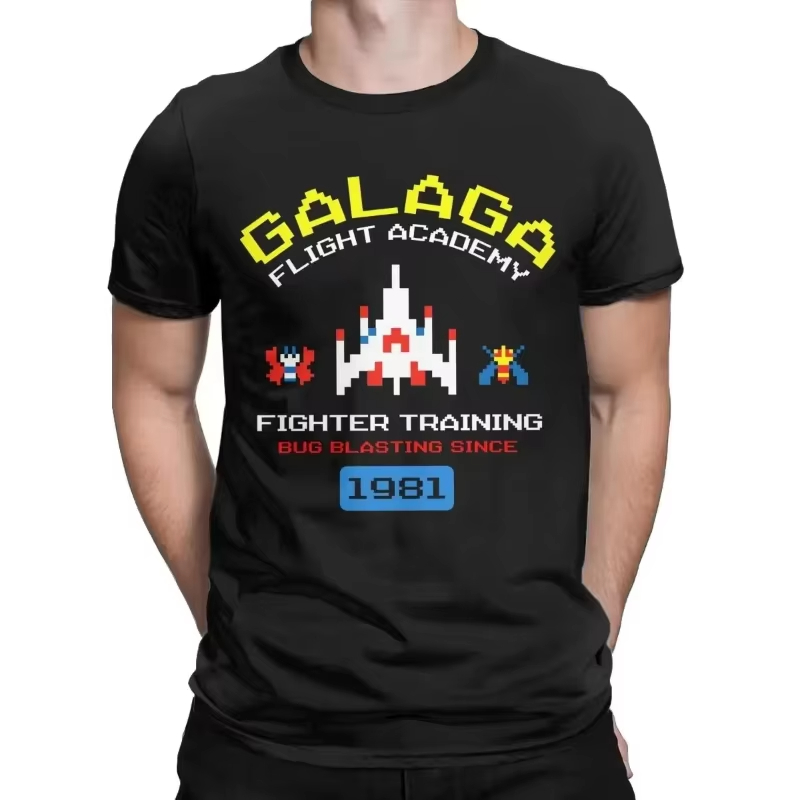 Retro Gaming Gamestop - เสื้อยืดลายเกม Galaga สไตล์เรโทร ยุค 80s แนวอินเวเดอร์
