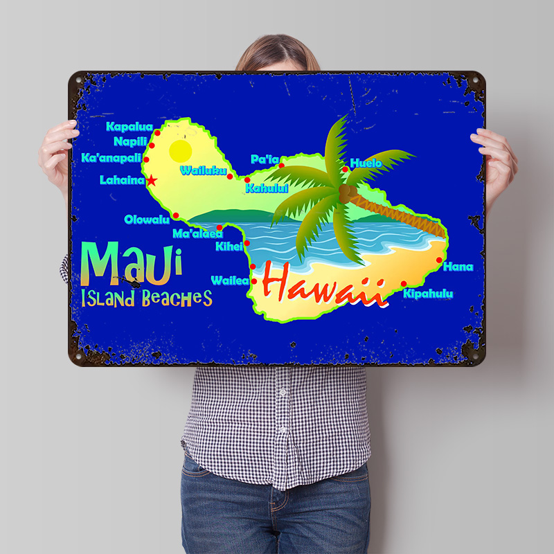 โปสเตอร์แผนที่ชายหาดเกาะเมาฮาว - Retro Gaming Island บทวิจารณ์และราคา